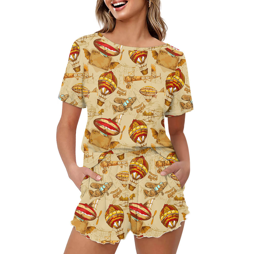 Graphical Travel 2 Designed Women Summer Home Suits