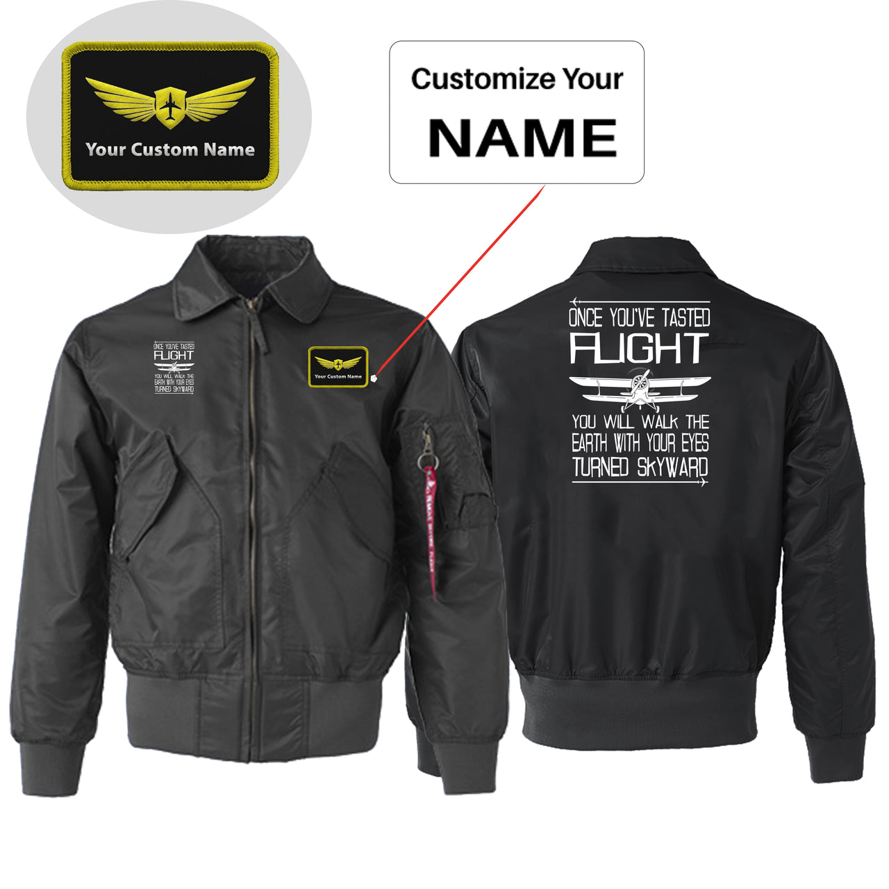 Once You've Tasted Flight Designed Embroidered Patch Attachable Jackets