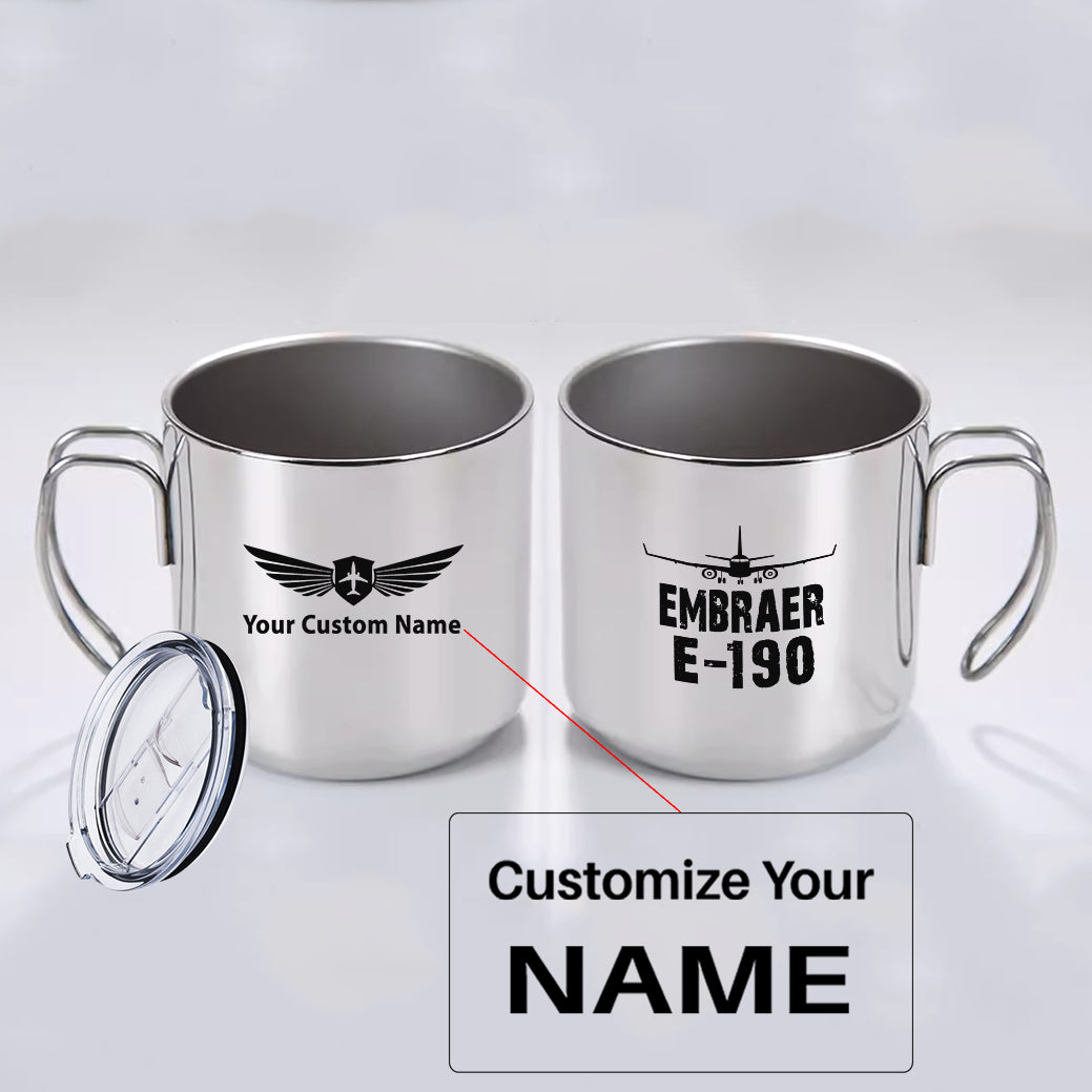 Embraer E-190 & Plane Designed Stainless Steel Portable Mugs
