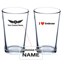 Thumbnail for I Love Embraer Designed Beer & Water Glasses