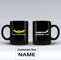 Thumbnail for The Airbus A340 Designed Black Mugs