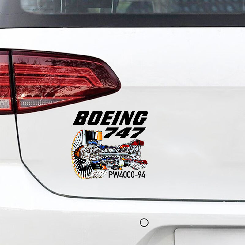 Boeing 747 & PW4000-94 Engine Designed Car Sticker