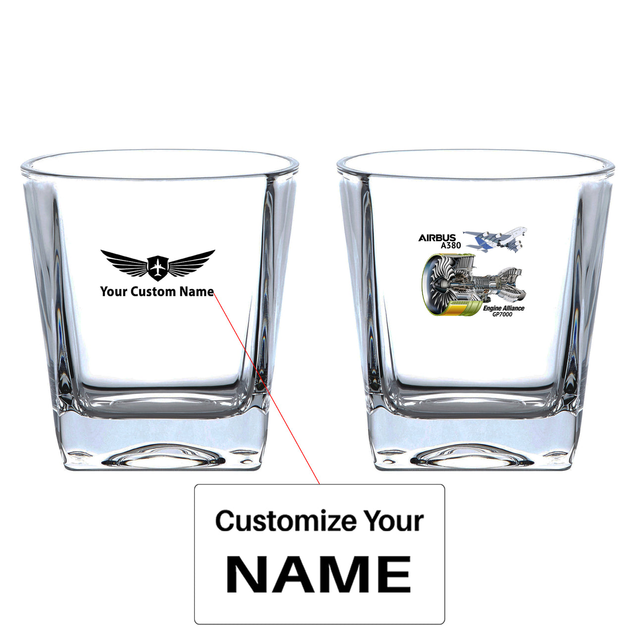 Airbus A380 & GP7000 Engine Designed Whiskey Glass