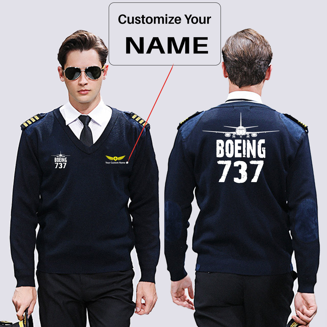Boeing 737 & Plane Designed Wool Pilot Sweaters