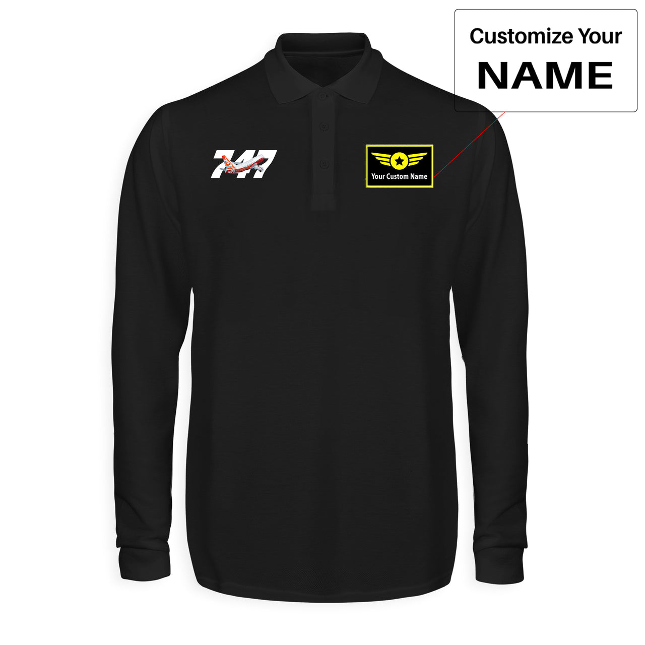 Super Boeing 747 Intercontinental Designed Long Sleeve Polo T-Shirts