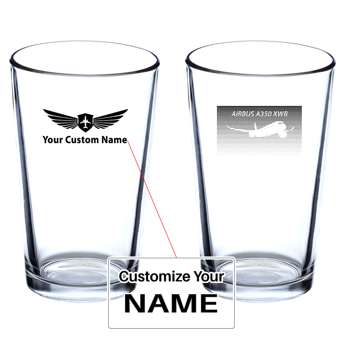 Airbus A350XWB & Dots Designed Beer & Water Glasses