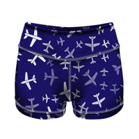 Thumbnail for Different Sizes Seamless Airplanes Designed Women Yoga Shorts Pants