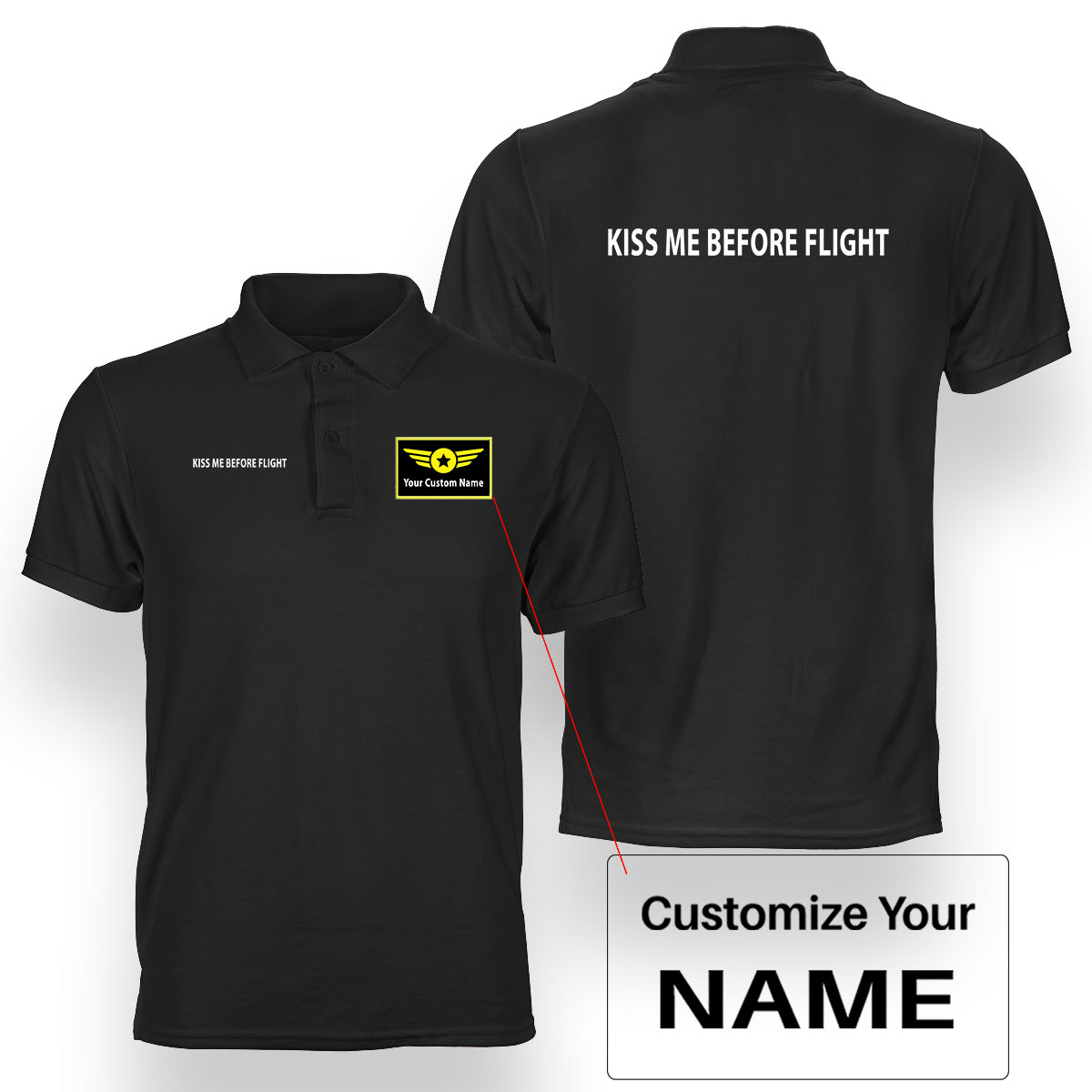 KISS ME BEFORE FLIGHT Designed Double Side Polo T-Shirts