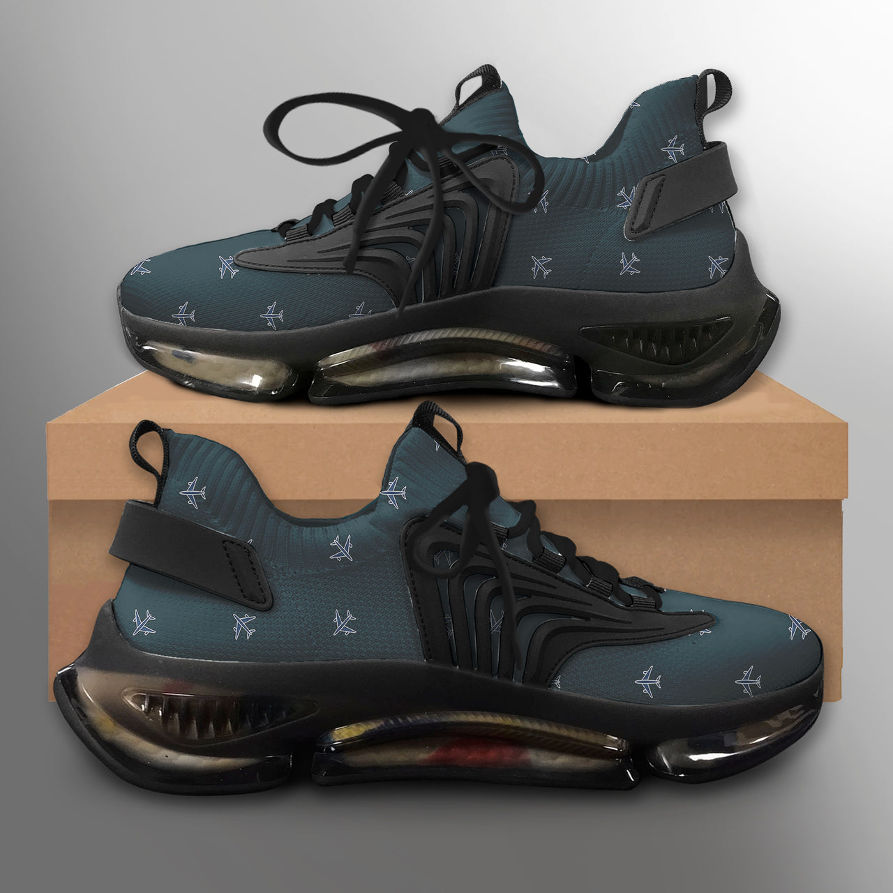 Nice Airplanes (Green) Designed Fashion Running Shoes