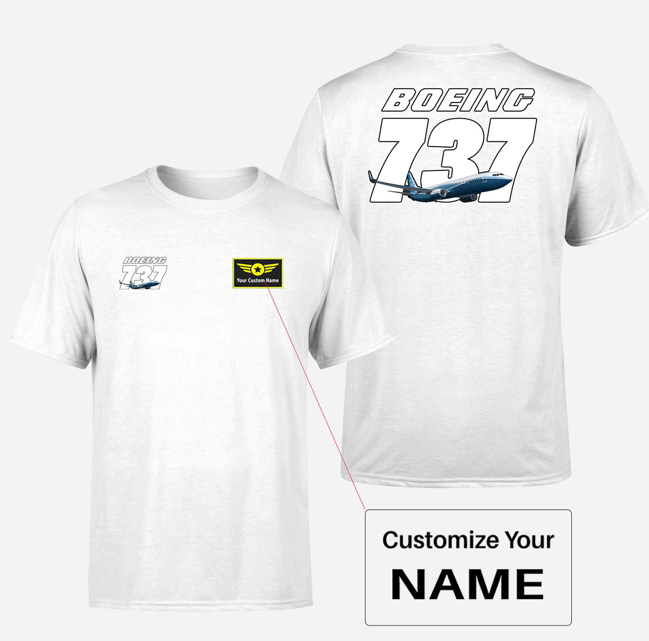 Super Boeing 737+Text Designed Double-Side T-Shirts