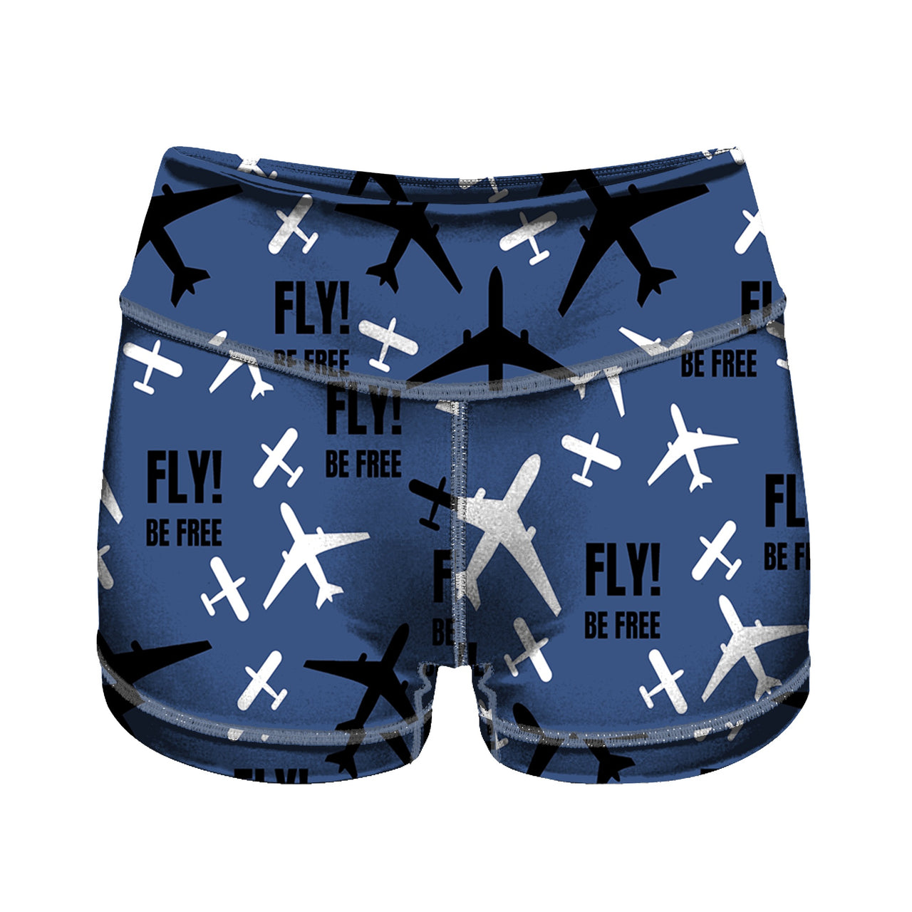 Fly Be Free Blue Designed Women Yoga Shorts Pants