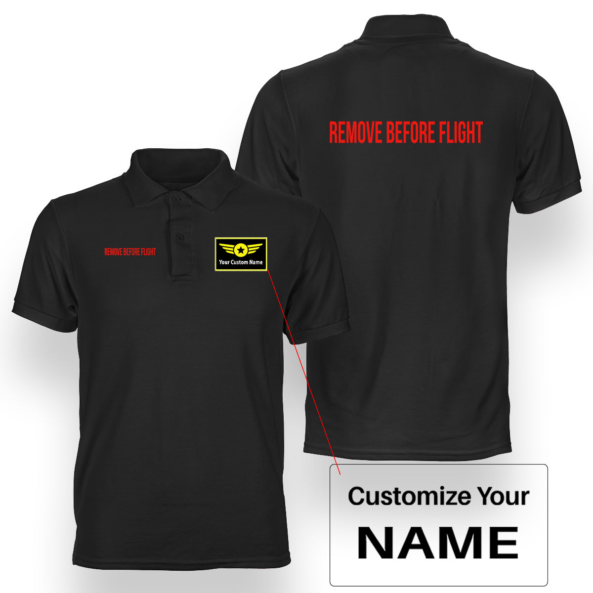 Remove Before Flight 2  Designed Double Side Polo T-Shirts