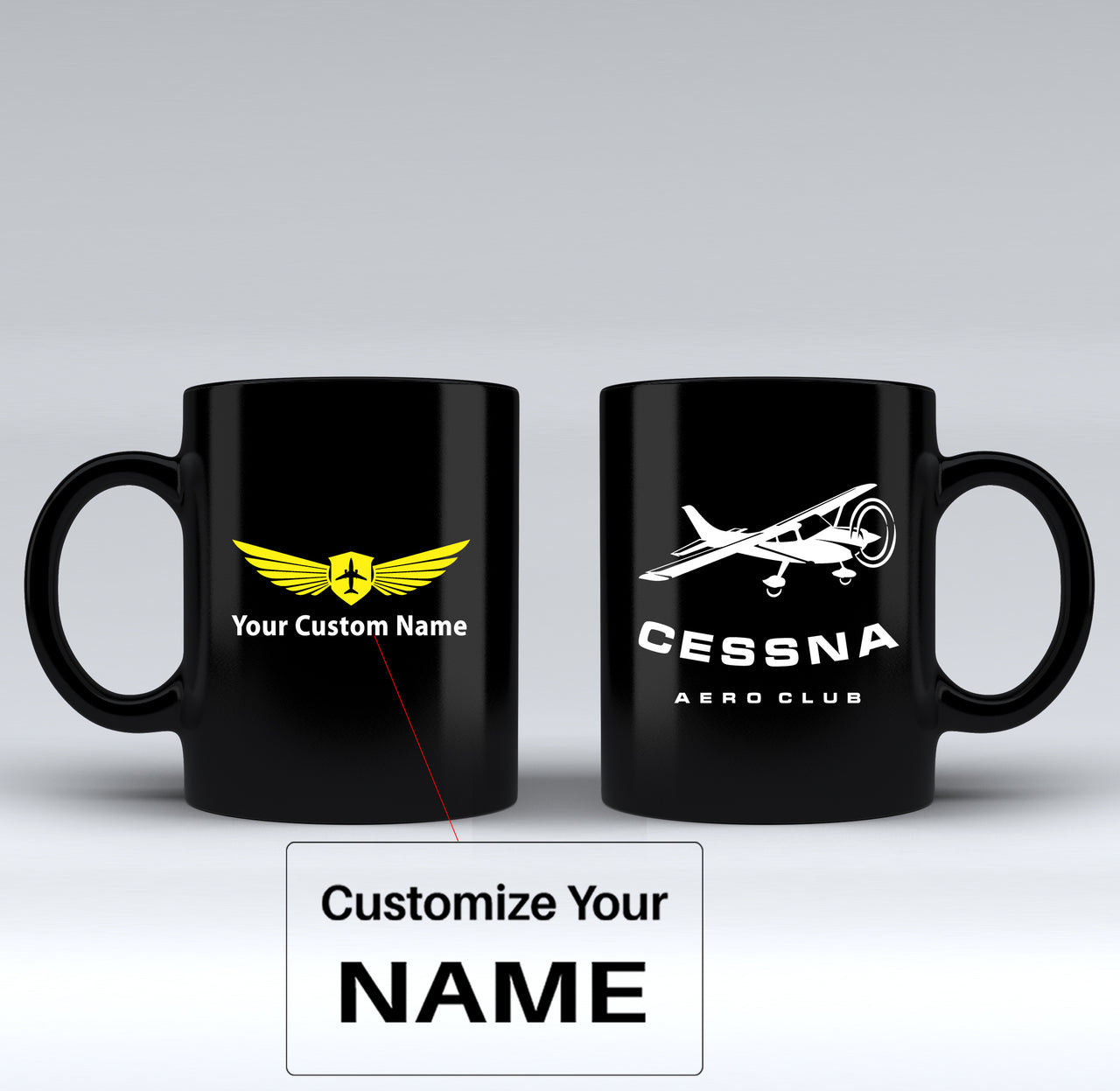 Cessna Aeroclub Designed Black Mugs