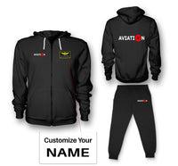 Thumbnail for Aviation Designed Zipped Hoodies & Sweatpants Set