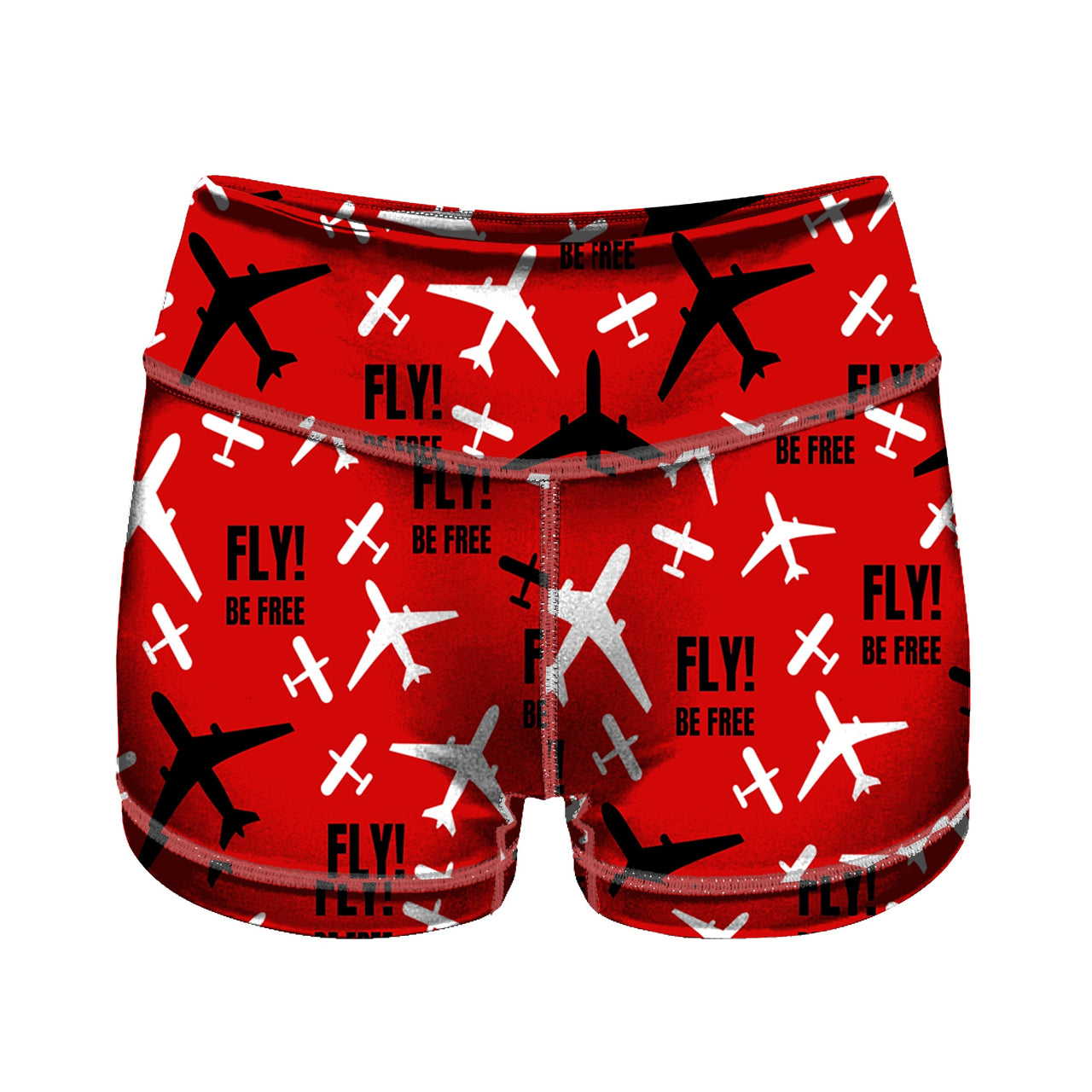 Fly Be Free Red Designed Women Yoga Shorts Pants