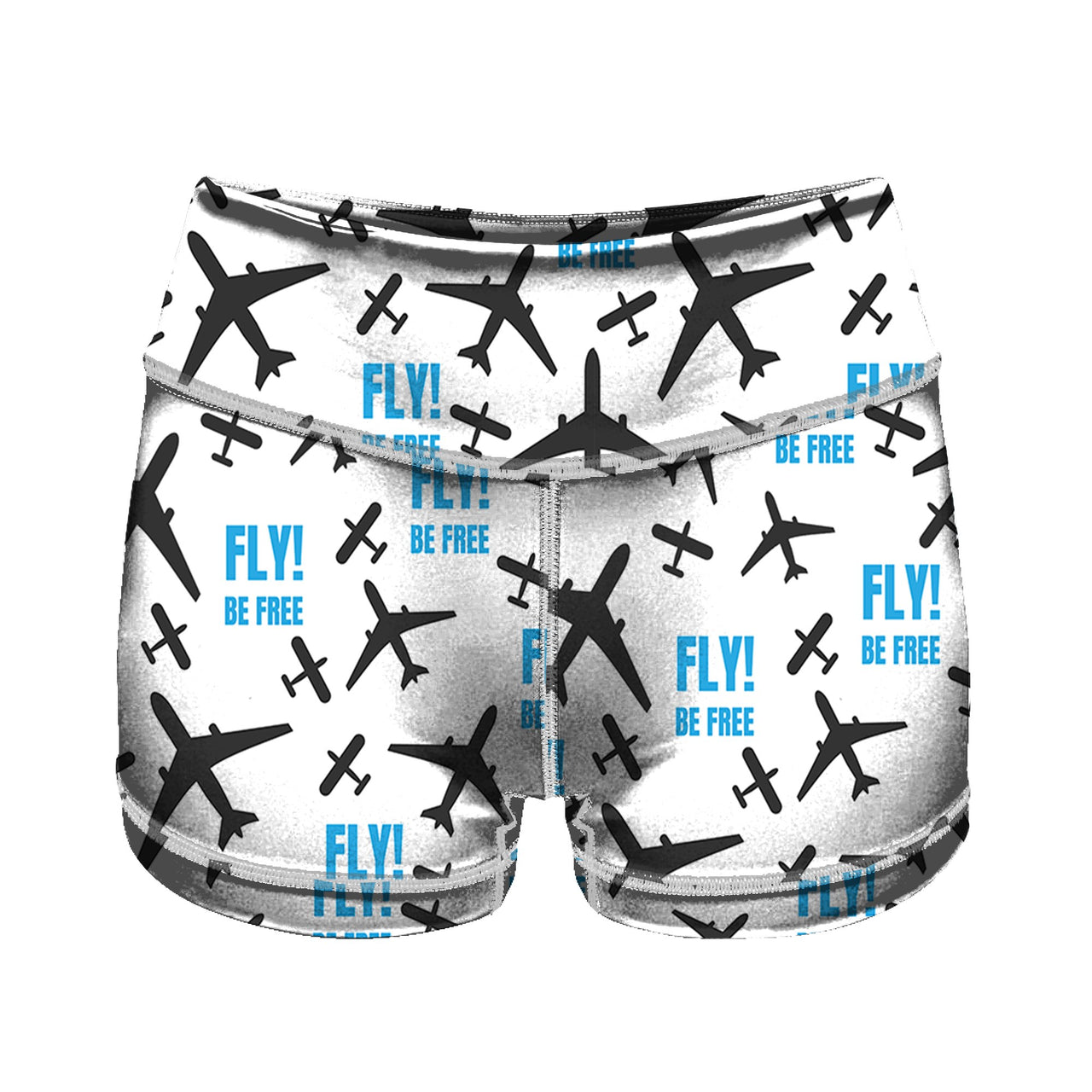 Fly Be Free White Designed Women Yoga Shorts Pants