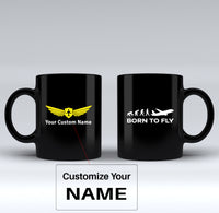Thumbnail for Born To Fly Designed Black Mugs