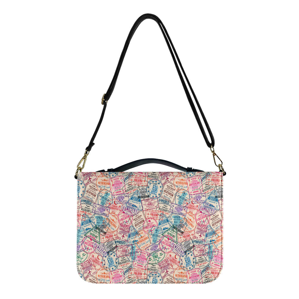 Passport Stamps 2 Designed PU Accessories Bags Strap Style