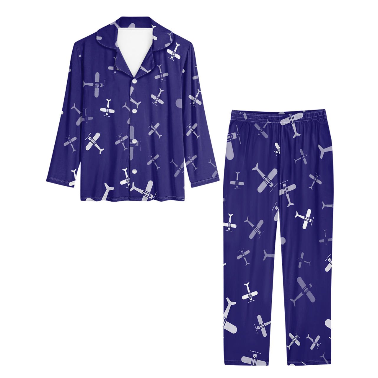 Seamless Propellers Designed Women Button Pajamas