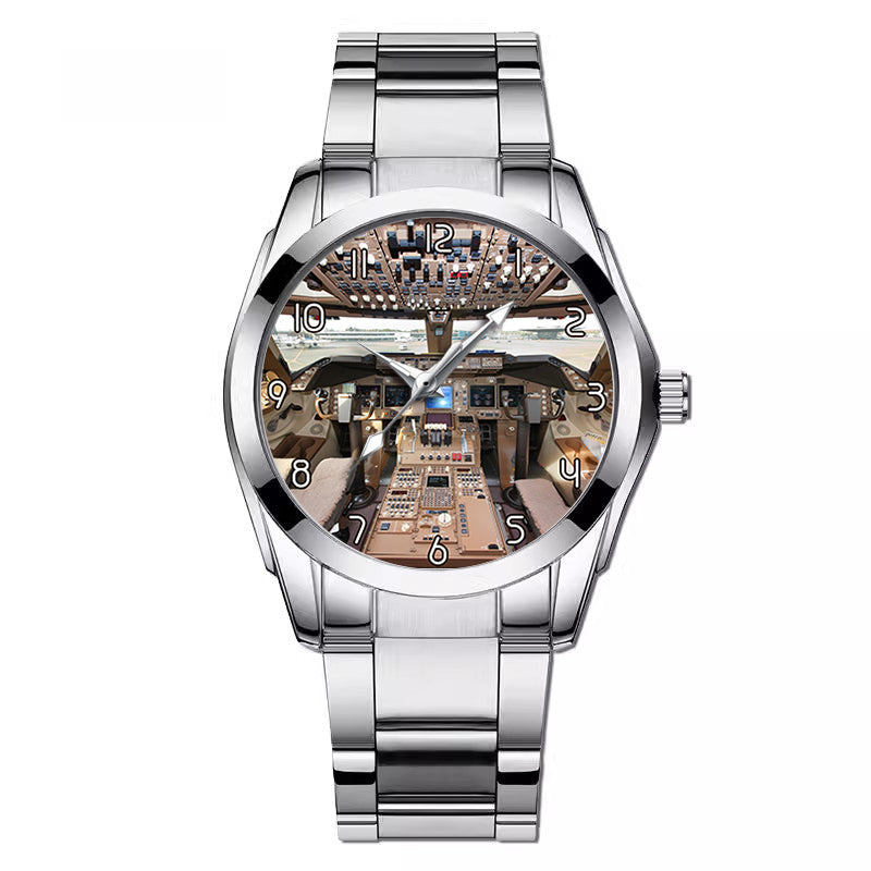 Boeing 747 Cockpit Designed Stainless Steel Band Watches