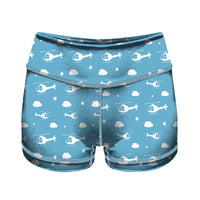 Thumbnail for Helicopters & Clouds Designed Women Yoga Shorts Pants