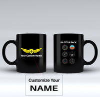 Thumbnail for Pilot's 6 Pack Designed Black Mugs