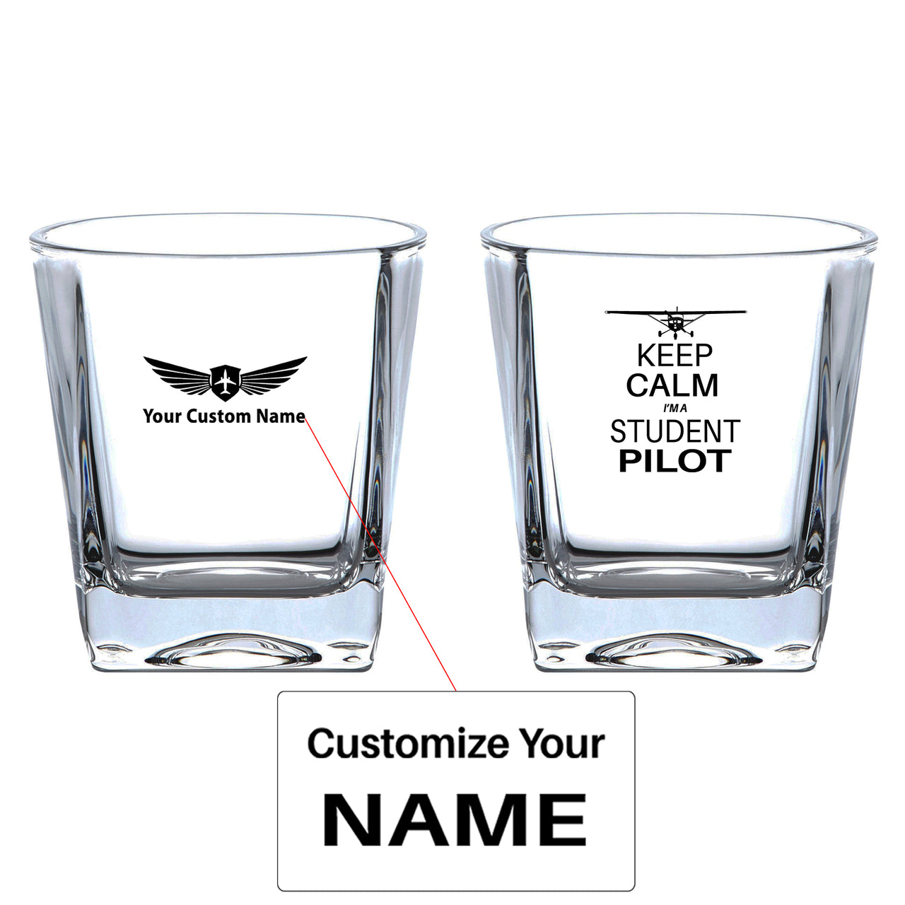 Student Pilot Designed Whiskey Glass