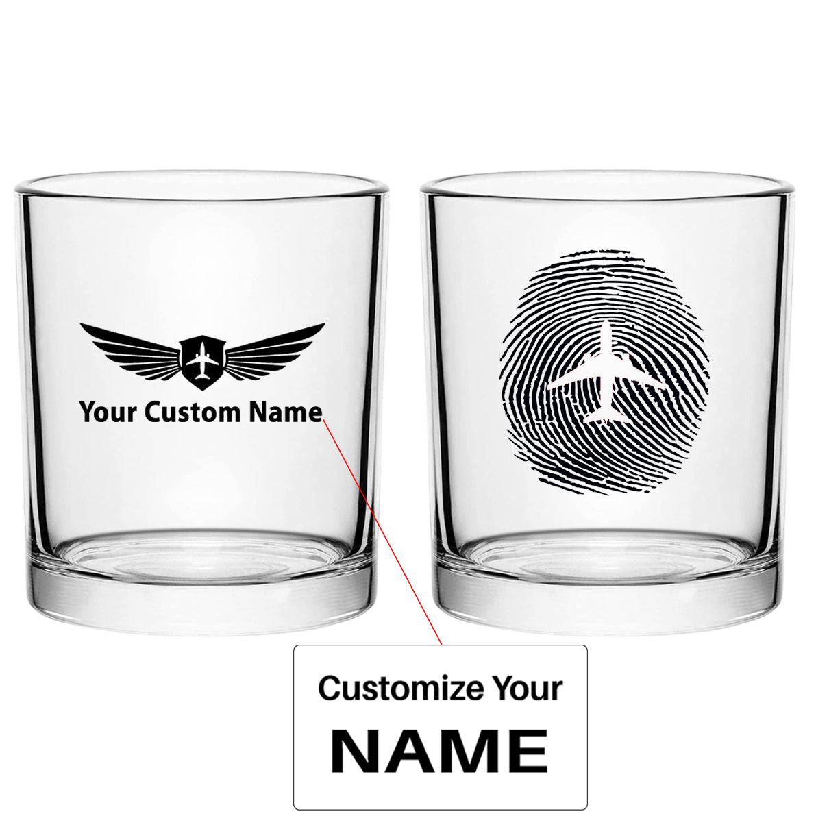 Aviation Finger Print Designed Special Whiskey Glasses