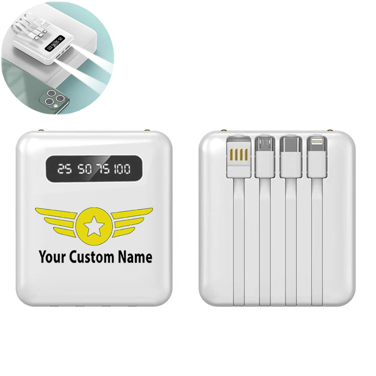 Custom Name (Badge 4) Designed 10000mAh Quick Charge Powerbank