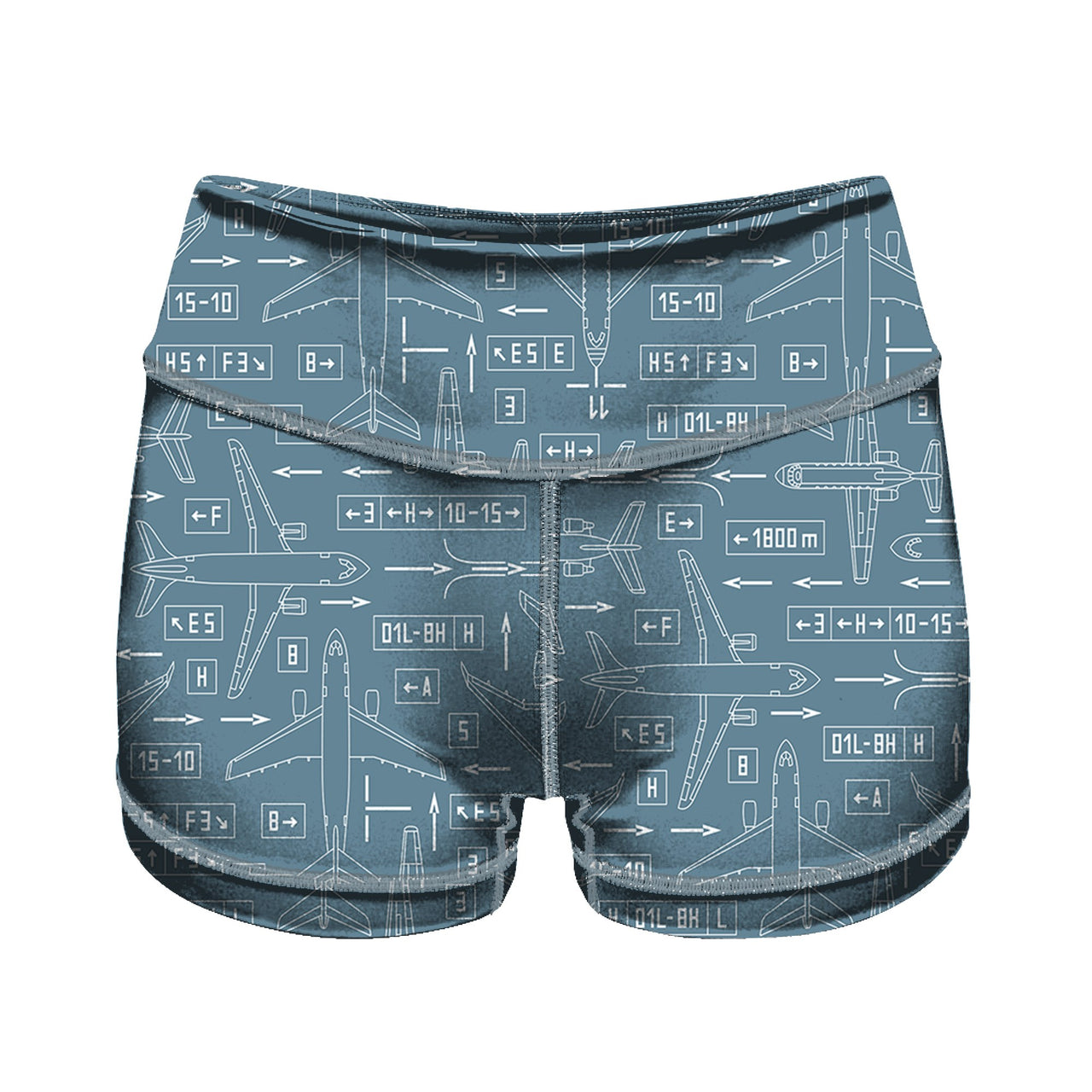 Jet Planes & Airport Signs Designed Women Yoga Shorts Pants