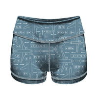 Thumbnail for Jet Planes & Airport Signs Designed Women Yoga Shorts Pants