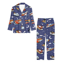 Thumbnail for Spaceship & Stars Designed Women Button Pajamas