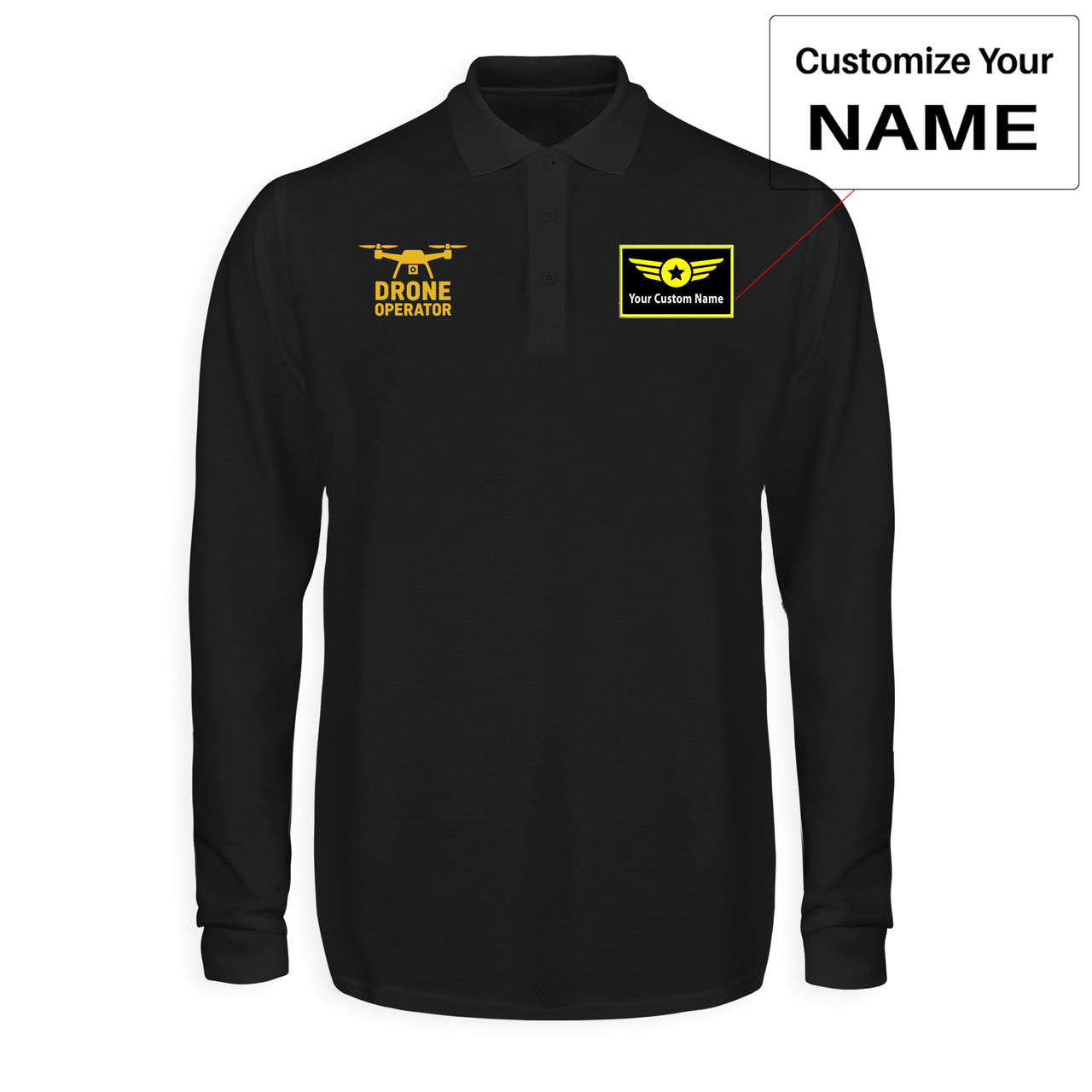 Drone Operator Designed Long Sleeve Polo T-Shirts