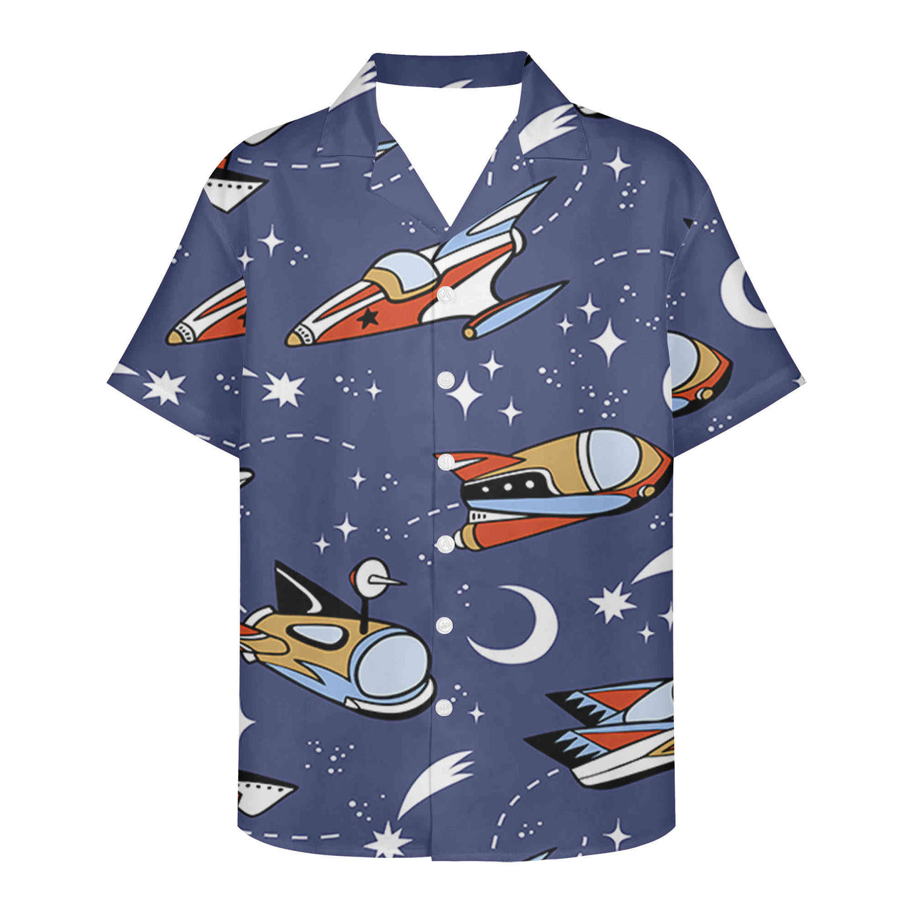 Spaceship & Stars Designed 3D Hawaiian Shirts
