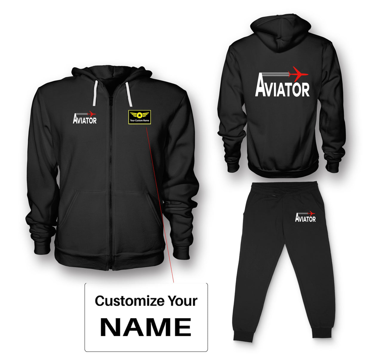 Aviator Designed Zipped Hoodies & Sweatpants Set