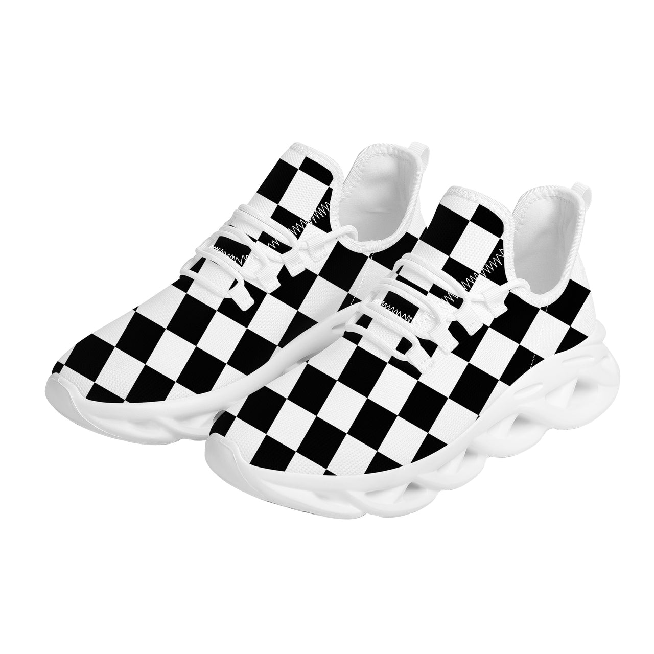 Black & White Boxes Designed Sports Running Jogging Shoes