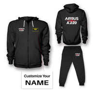 Thumbnail for Amazing Airbus A220 Designed Zipped Hoodies & Sweatpants Set