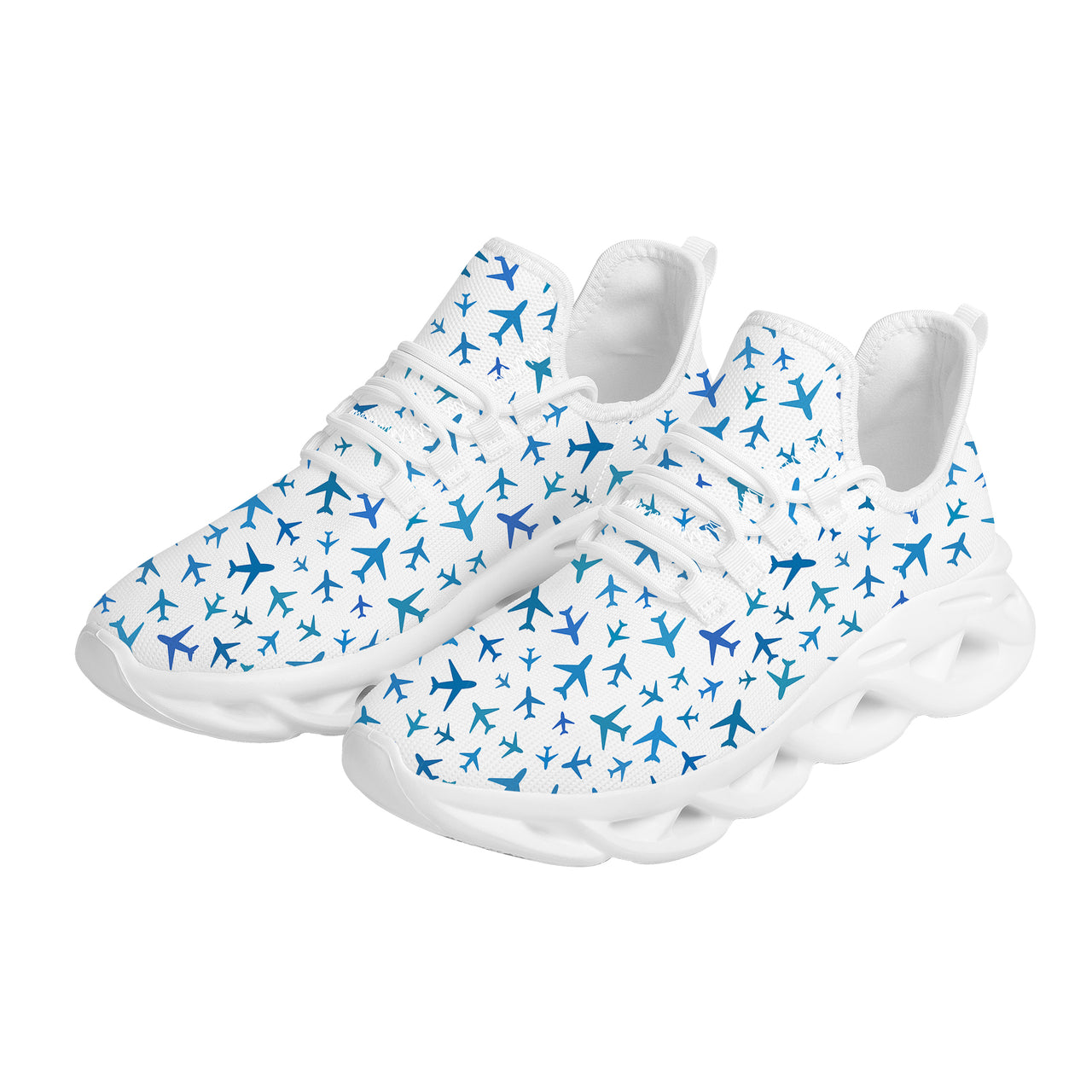 Many Airplanes White Designed Sports Running Jogging Shoes