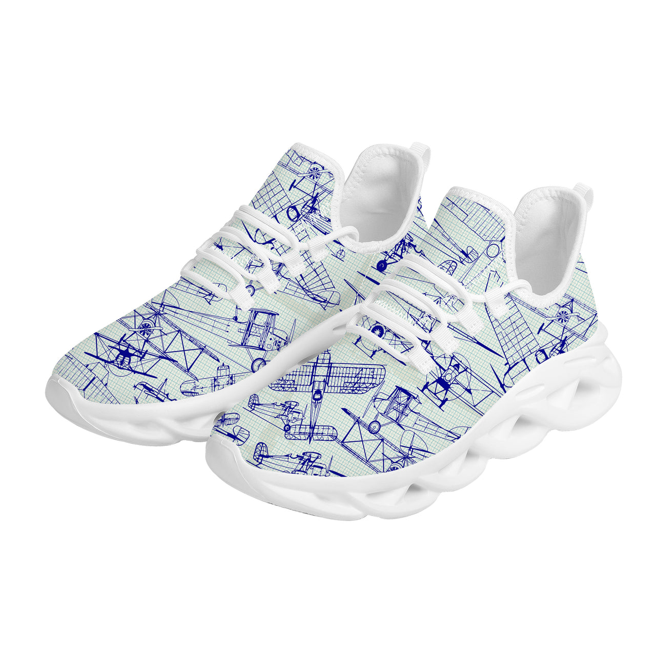 Amazing Drawings of Old Aircrafts Designed Sports Running Jogging Shoes