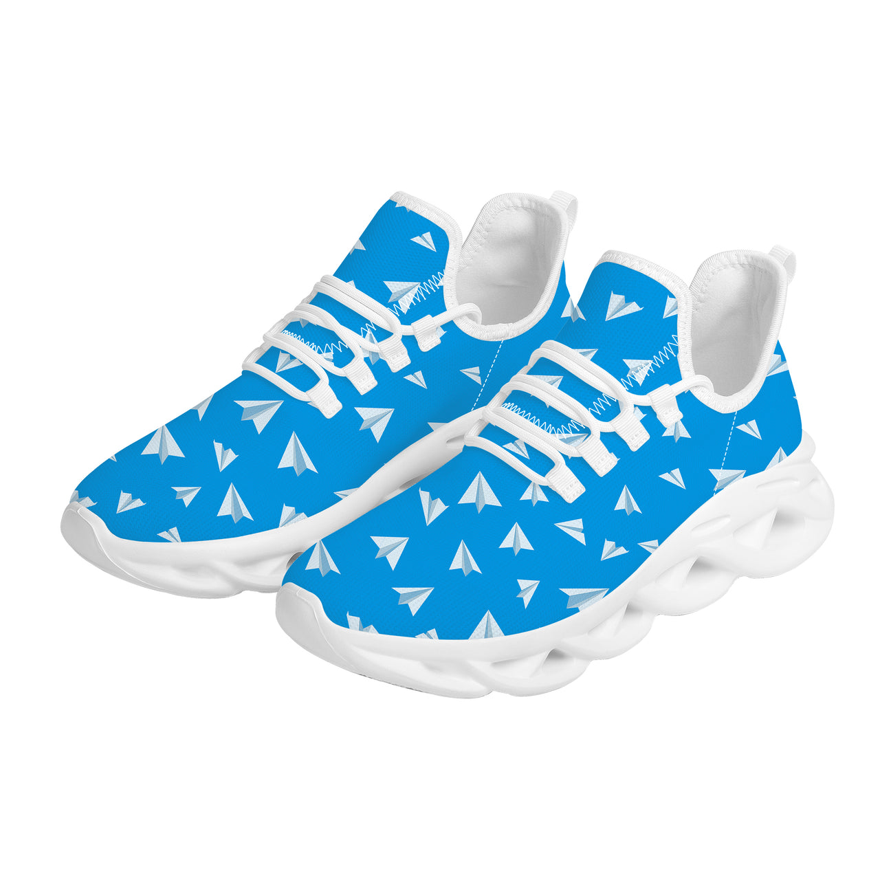 Paper Airplanes (Blue) Designed Sports Running Jogging Shoes