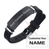 Thumbnail for Your Custom Design Text Design  Men's Stainless Steel Curved Silicone Bracelet