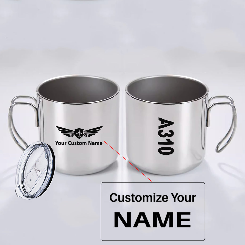 A310 Text Designed Stainless Steel Portable Mugs