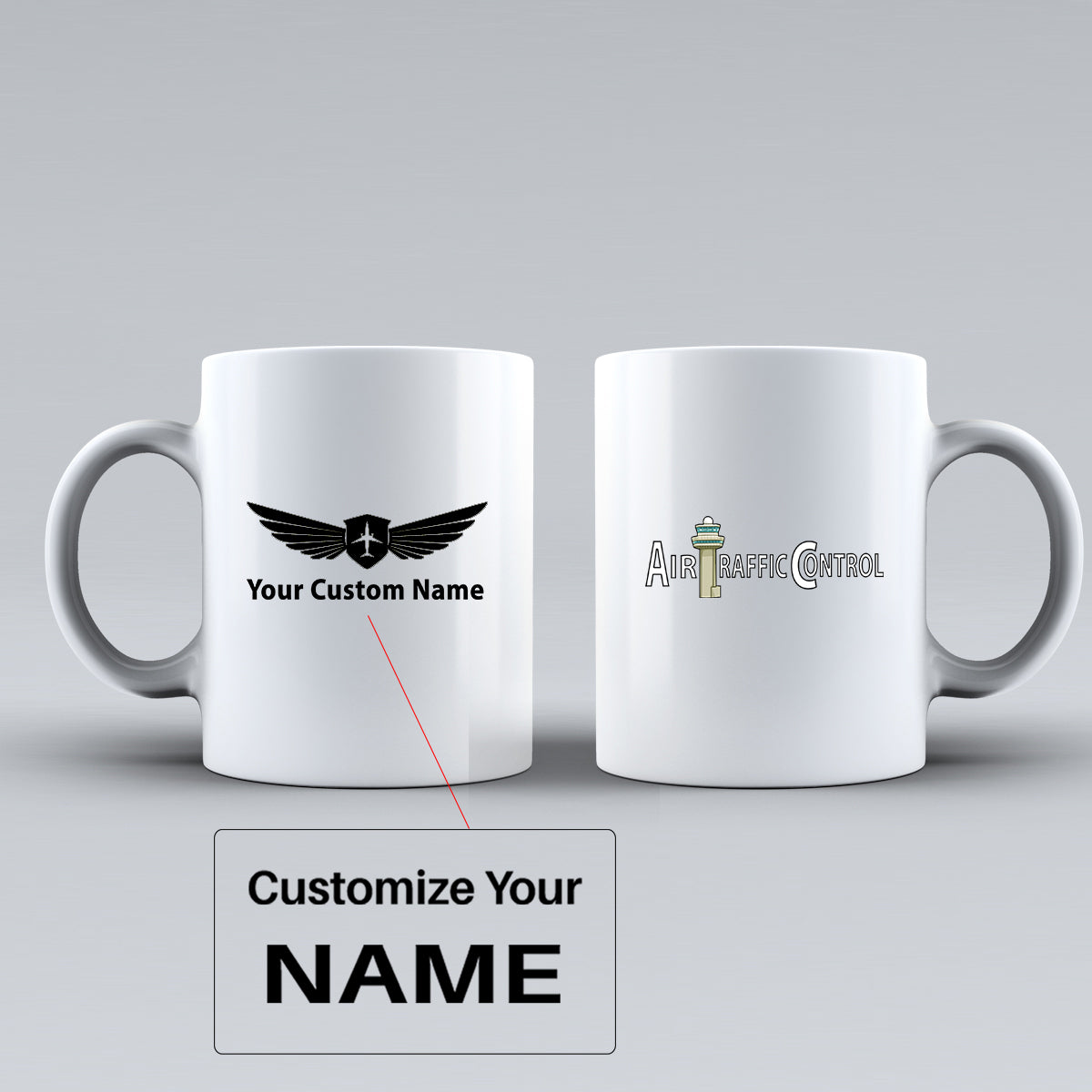 Air Traffic Control Designed Ceramic White Mugs