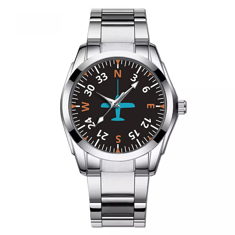 Airplane Instruments (Heading) 2 Designed Stainless Steel Band Watches