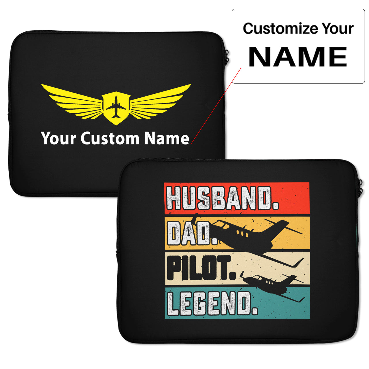 Husband & Dad & Pilot & Legend Designed Laptop & Tablet Cases