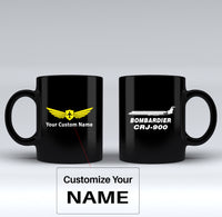 Thumbnail for Bombardier CRJ-900 Designed Black Mugs