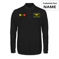 Thumbnail for Eat Sleep Fly (Colourful) Designed Long Sleeve Polo T-Shirts