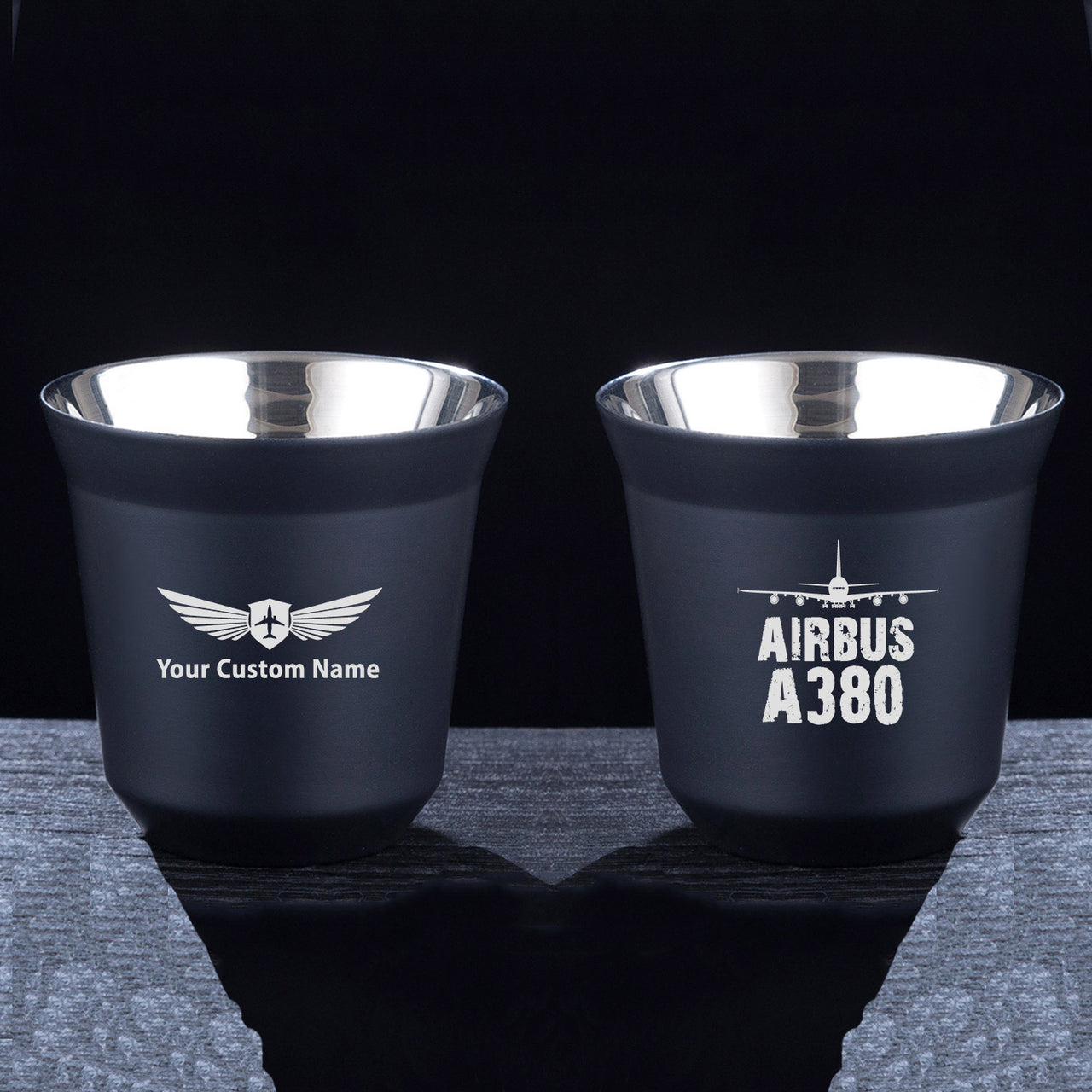 Airbus A380 & Plane Designed Double Wall Stainless Steel Coffee Mugs