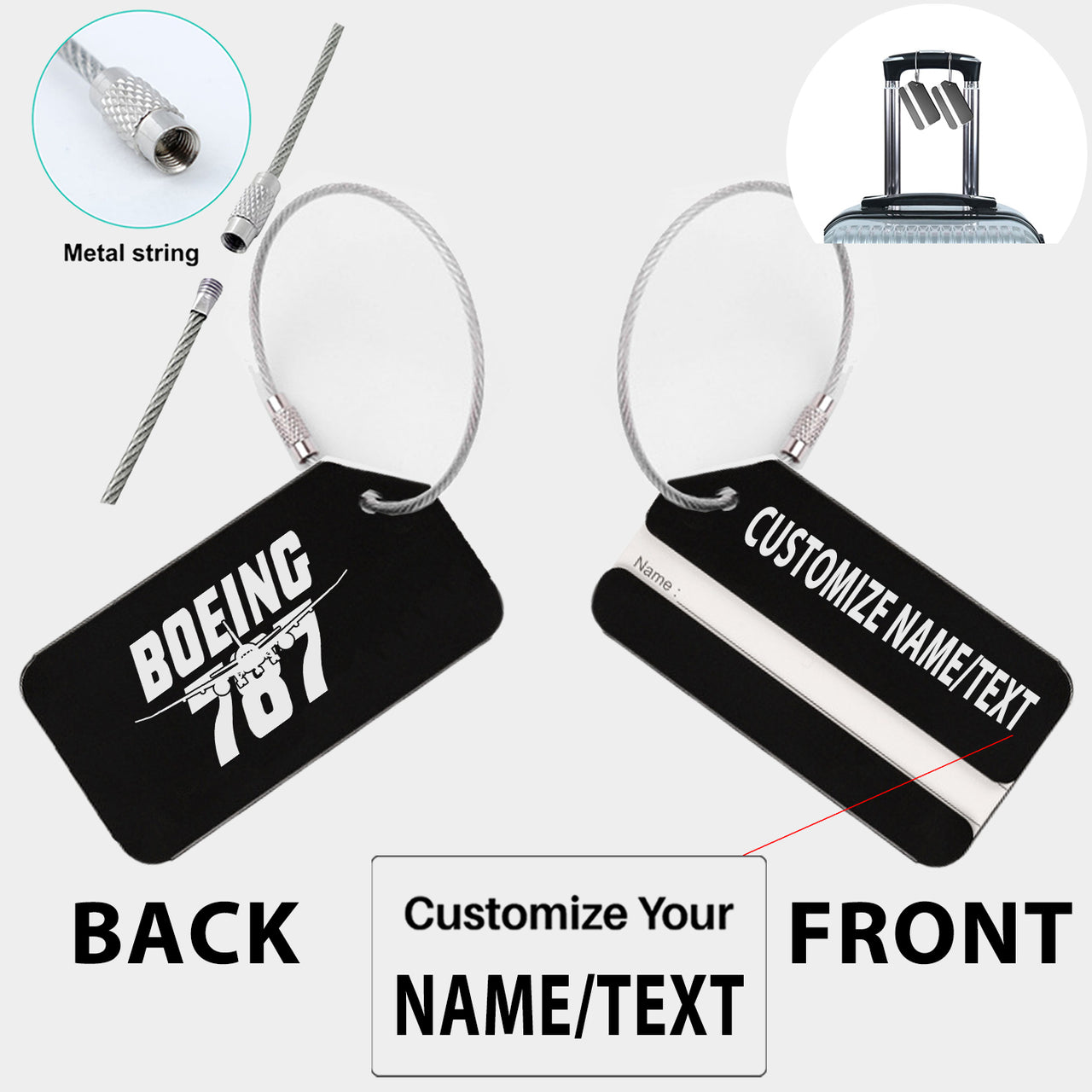 Amazing Boeing 787 Designed Fashion Metal Luggage Tags