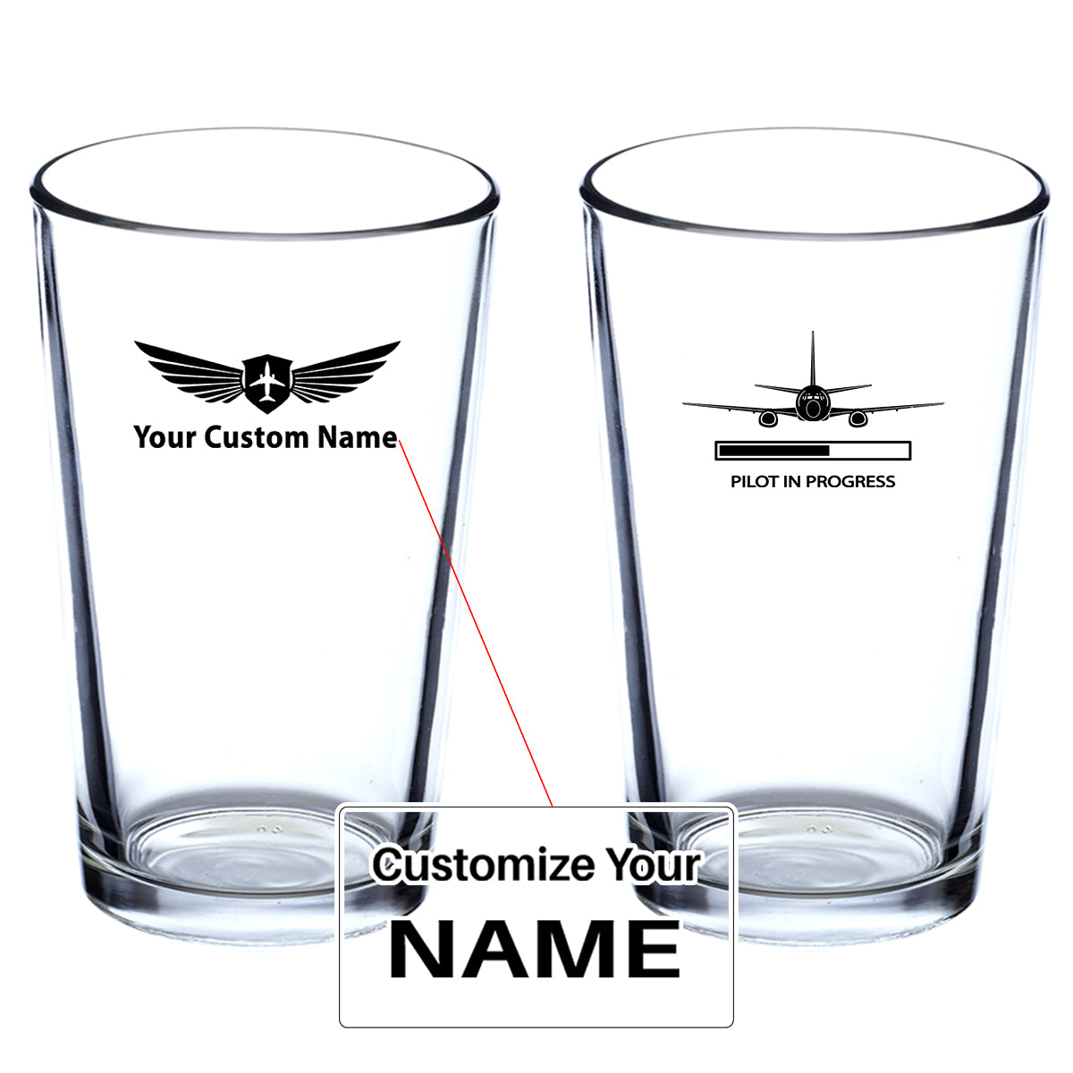 Pilot In Progress Designed Beer & Water Glasses